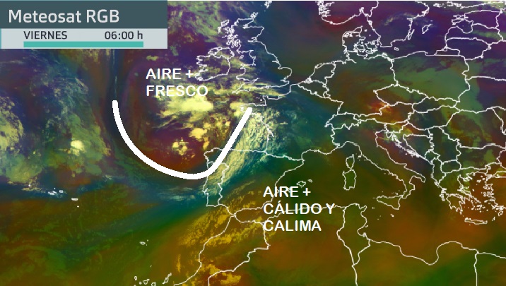 Imagen del Meteosat. Fuente: Eumetsat. Infografía propia