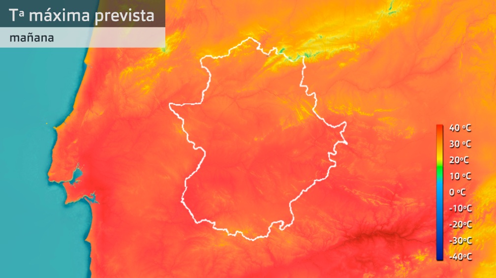 Temperaturas máximas previstas para el domingo