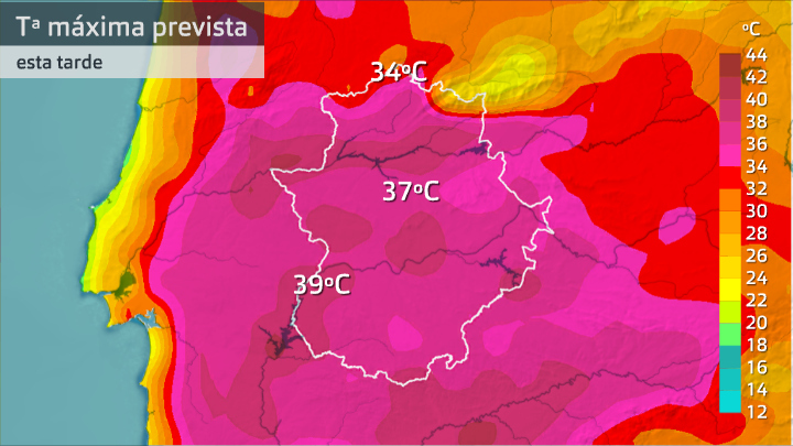 Temperatura máxima prevista viernes 10 de julio