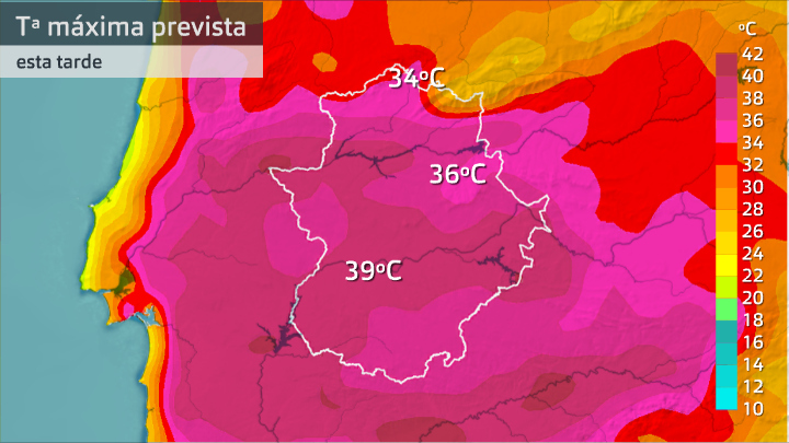 Temperatura máxima prevista para hoy lunes 22 de junio