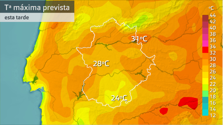 Temperatura máxima prevista miércoles 16 de septiembre