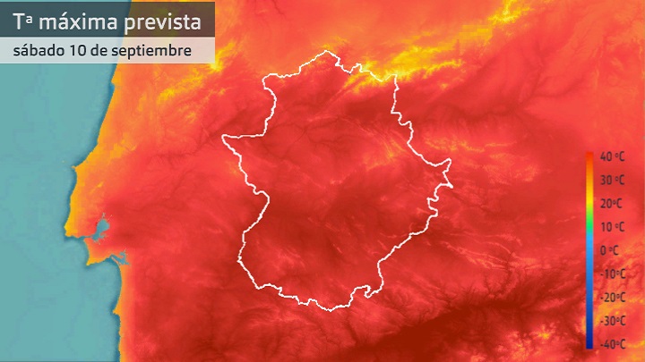 Temperaturas máximas previstas para el 10 de septiembre de 2022.