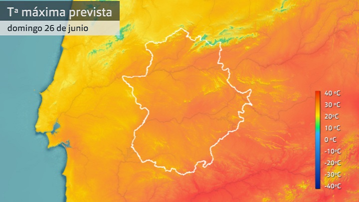 Temperatura máxima prevista para el domingo 26 de junio