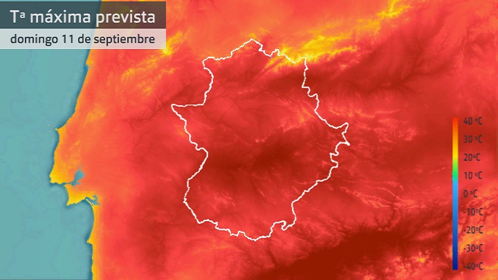 Temperaturas máximas previstas para el 11 de septiembre de 2022.
