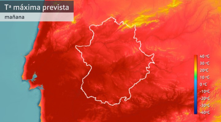Temperaturas máximas previstas para el 7 de julio de 2022.