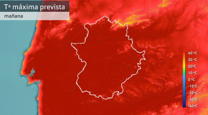 Previsión de temperaturas máximas 9 de julio de 2022.