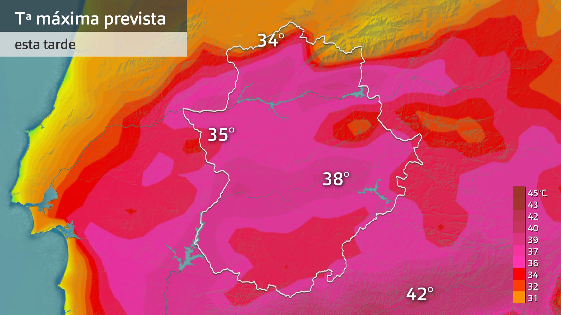 Temperatura máxima prevista para hoy jueves 13 de julio