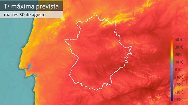 Temperatura máxima prevista para hoy martes 30 de agosto