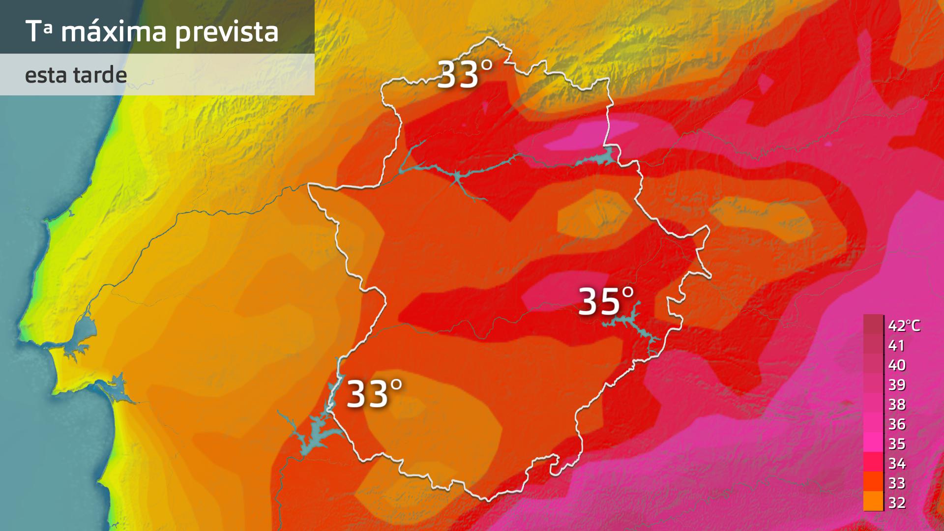 Temperatura máxima prevista para hoy jueves 20 de julio