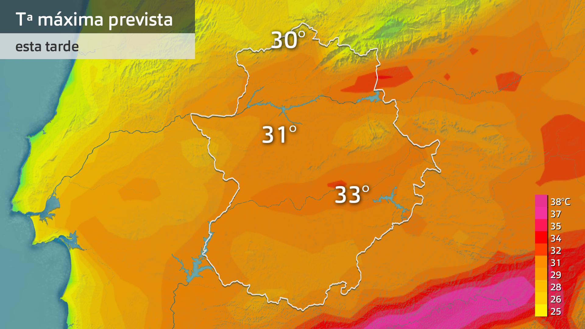 Temperatura máxima prevista para hoy lunes 24 de julio