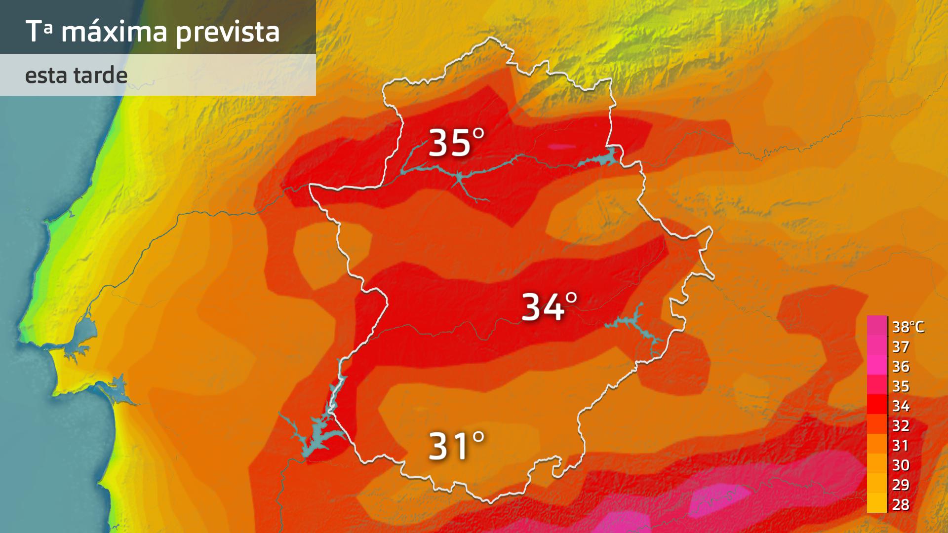 Temperatura máxima prevista para hoy martes 25 de julio