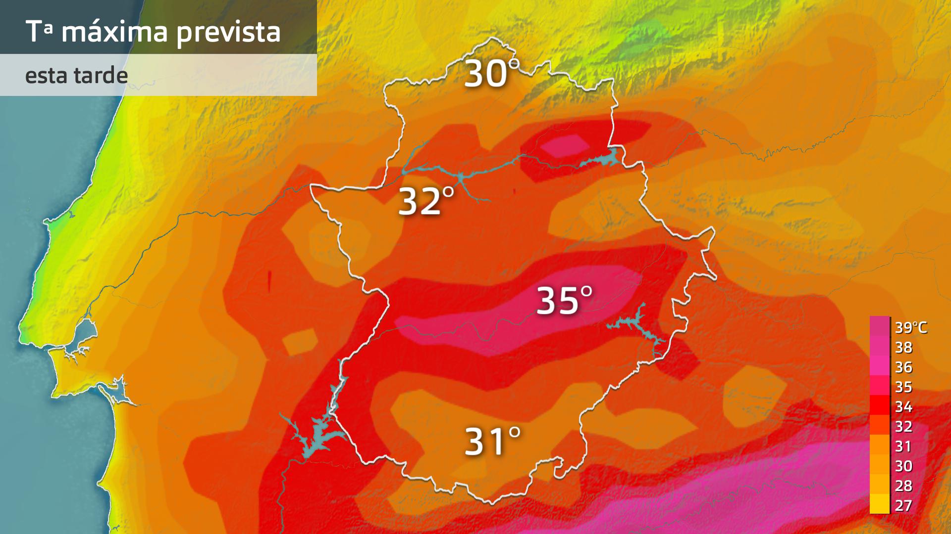 Temperatura máxima prevista para hoy jueves 3 de agosto