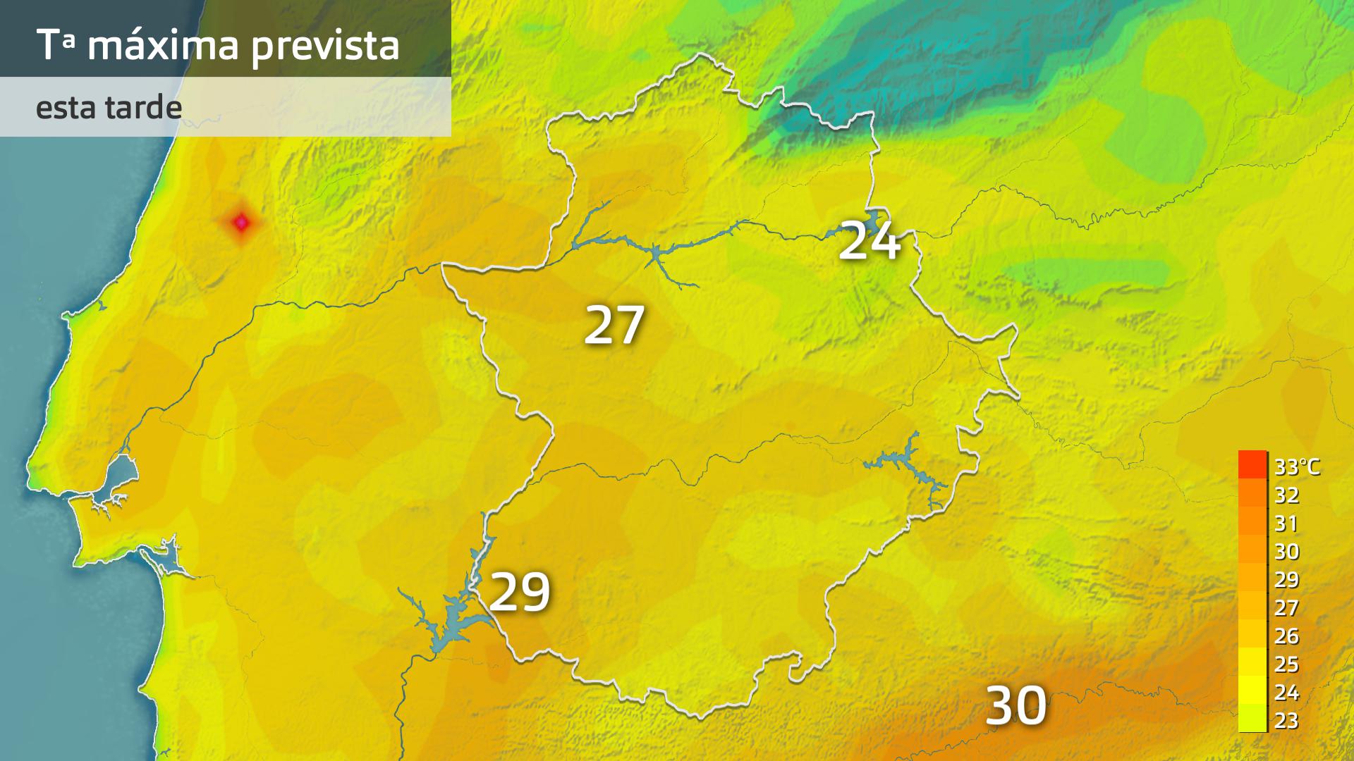 Temperatura máxima prevista para hoy viernes 15 de septiembre