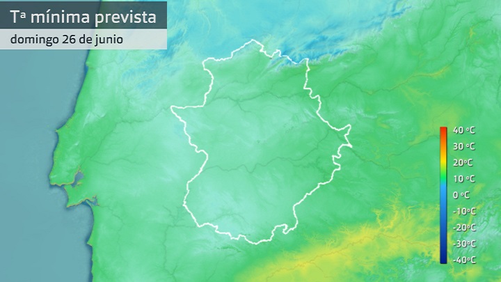 Temperatura mínima prevista para el domingo 26 de junio