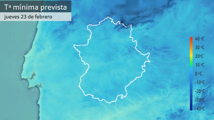 Temperatura mínima prevista para hoy jueves 23 de febrero