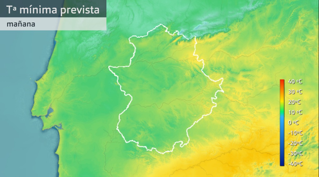 Mínimas previstas para el domingo