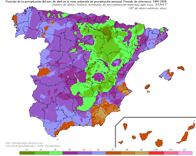 Orden de mes más lluvioso de abril. Fuente: César Rodríguez Ballesteros