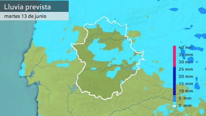 Lluvia prvista para hoy martes 13 de junio