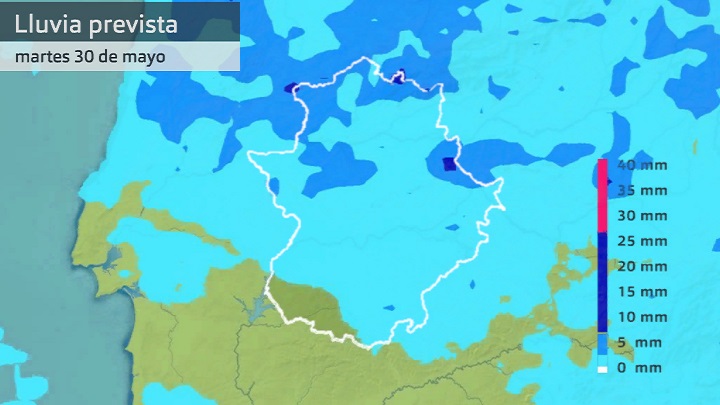 Lluvia prevista para hoy martes 30 de mayo