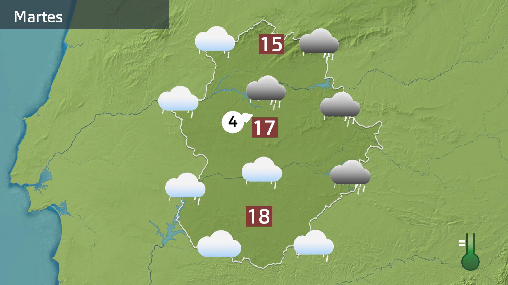 Mapa de previsión para hoy martes 10 de febrero