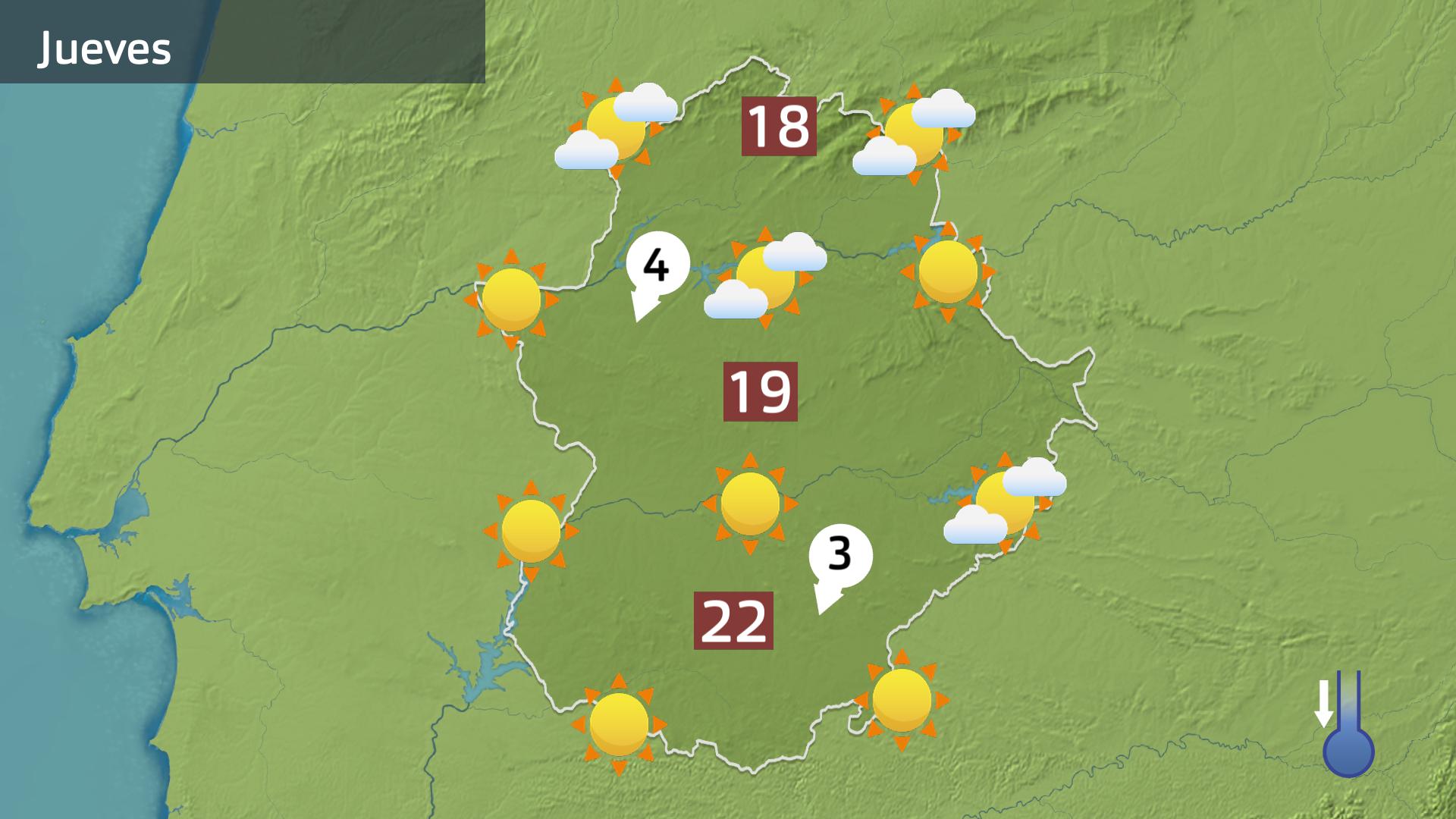 Mapa de previsión para hoy jueves 26 de marzo