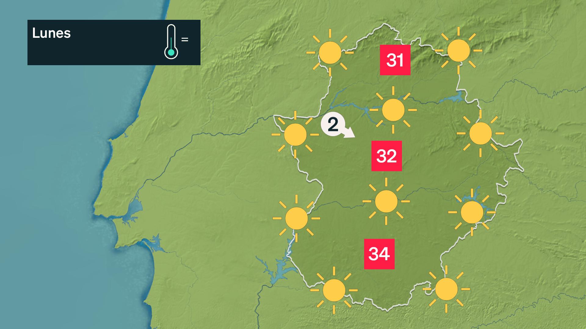 Mapa de previsión para hoy lunes 8 de junio