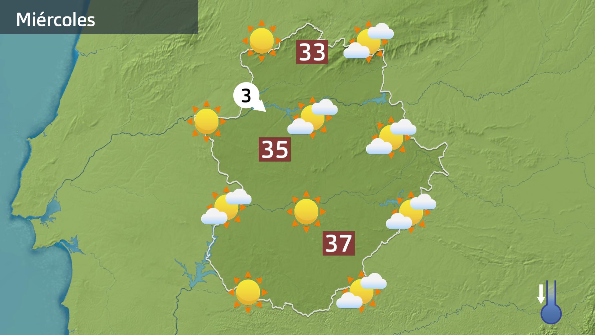 Mapa de previsión para hoy miércoles 12 de julio