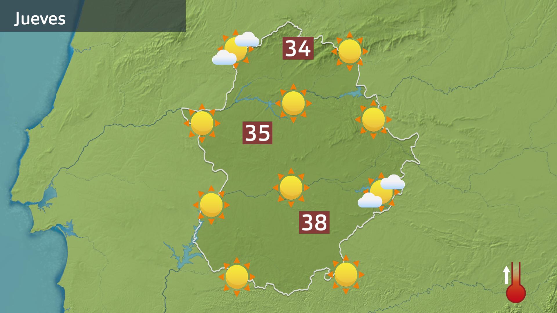 Mapa de previsión para hoy jueves 13 de julio