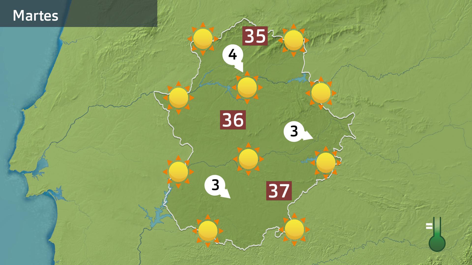 Mapa de previsión para hoy martes 1 de agosto