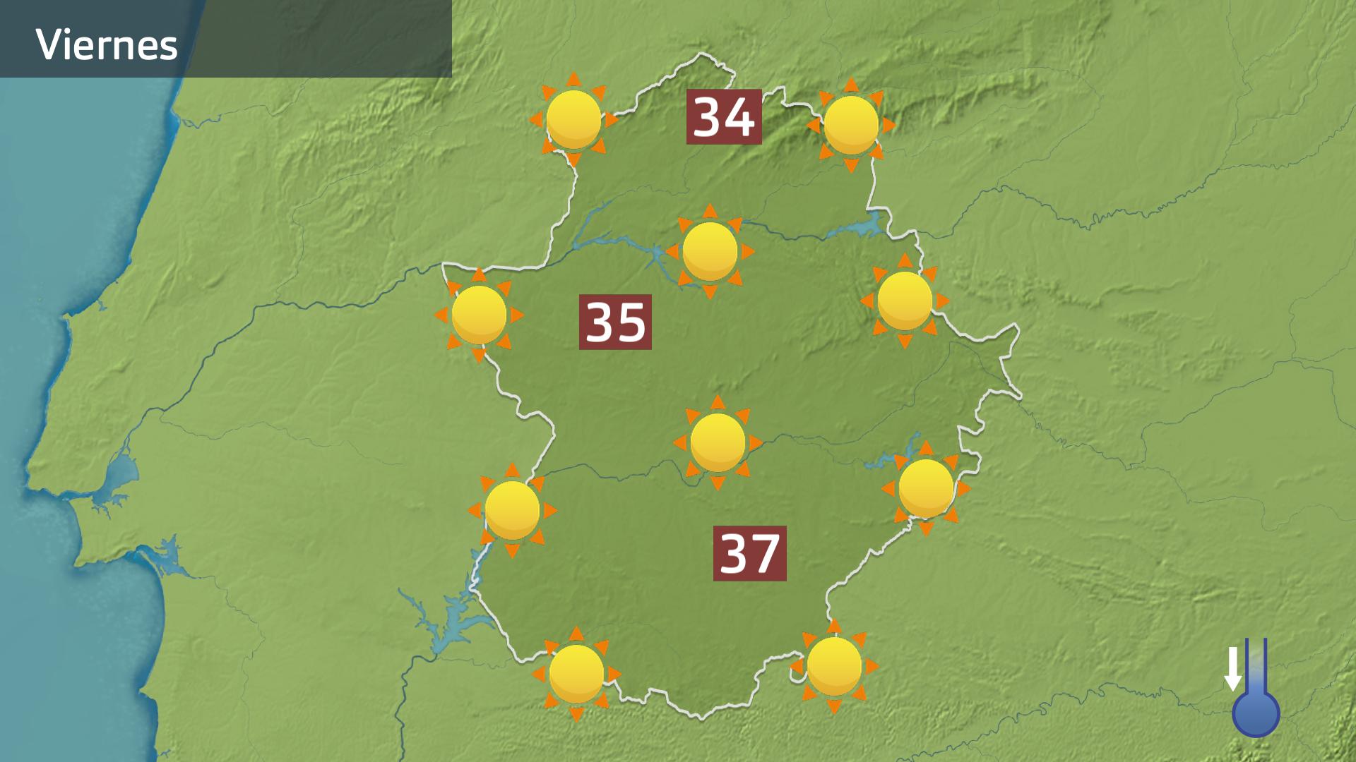 Mapa de previsión para hoy viernes 14 de julio