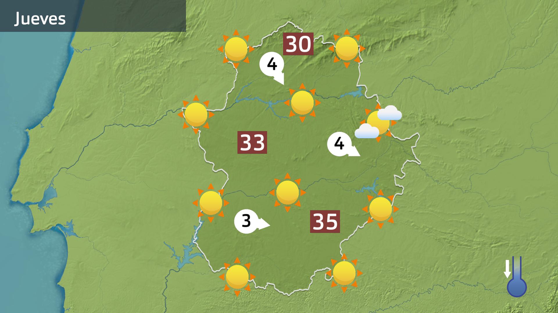 Mapa de previsión para hoy jueves 3 de agosto