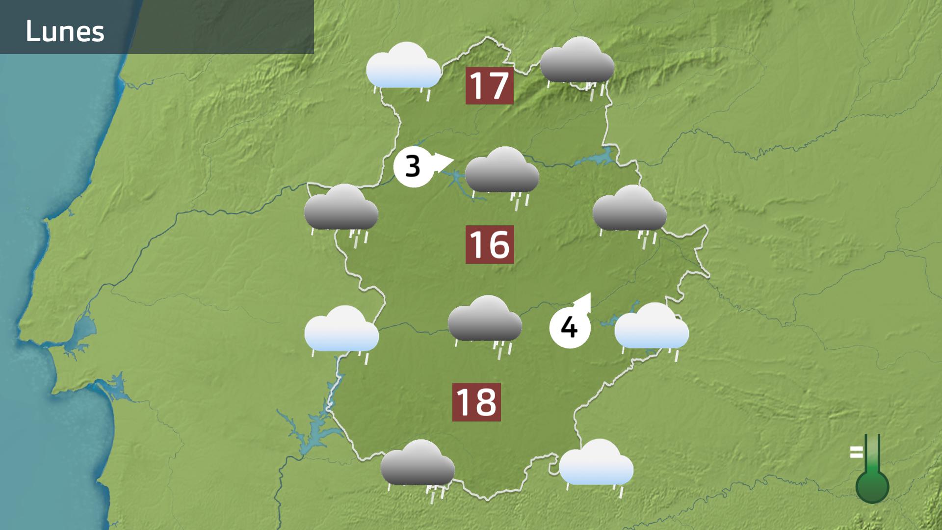 Mapa de previsión para el lunes 15 de enero