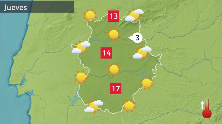 Mapa de previsión para hoy jueves 9 de febrero