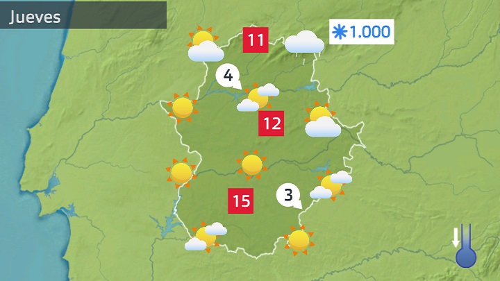 Mapa de previsión para hoy jueves 23 de febrero