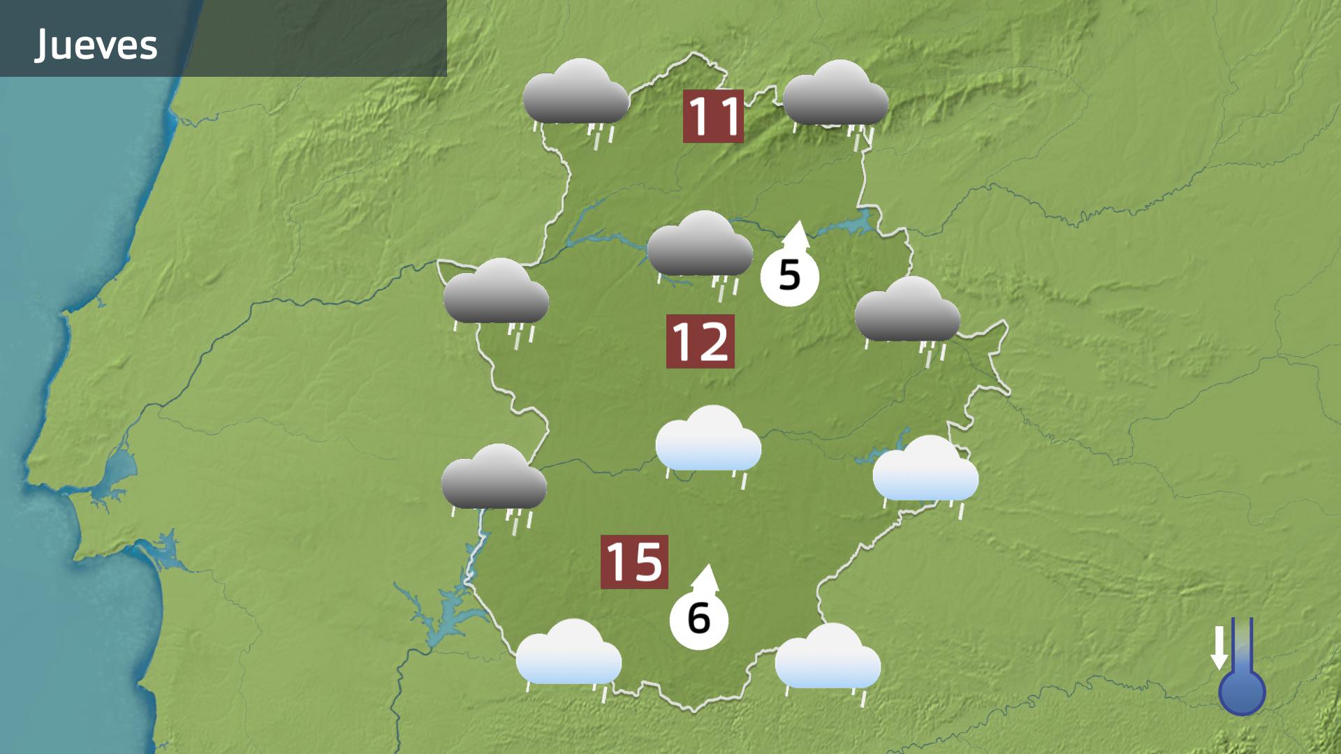 Mapa de previsión para hoy jueves 8 de febrero