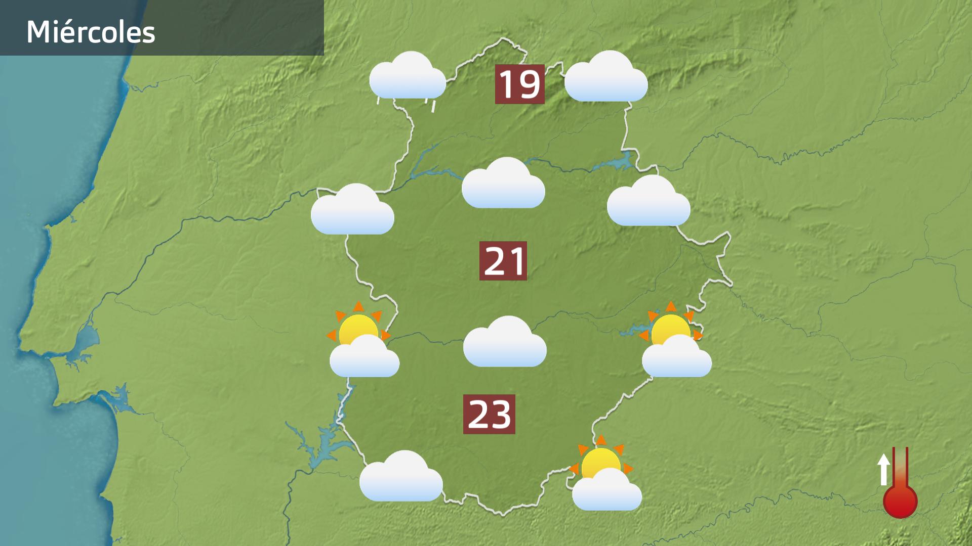 Mapa de previsión para hoy miércoles 14 de febrero