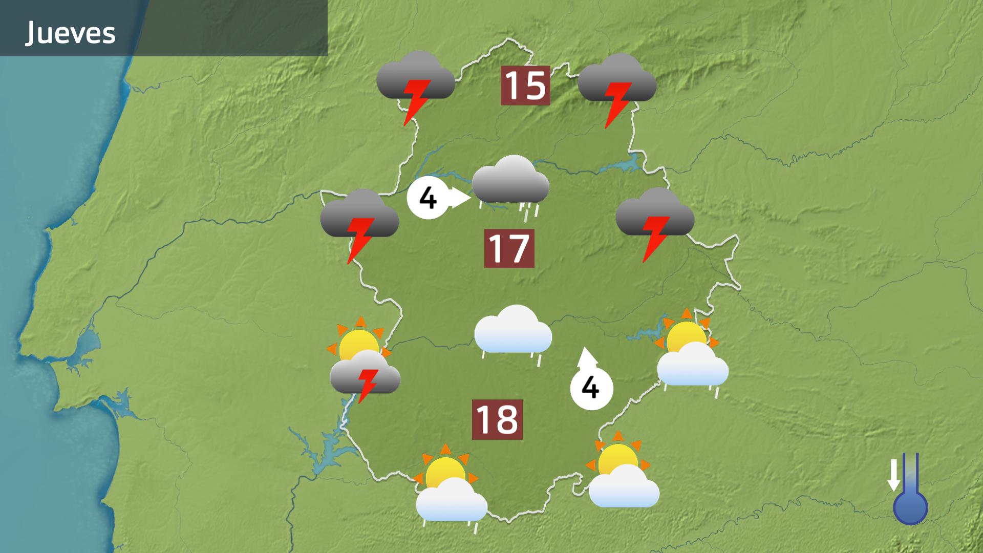 Mapa de previsión para hoy jueves 15 de febrero