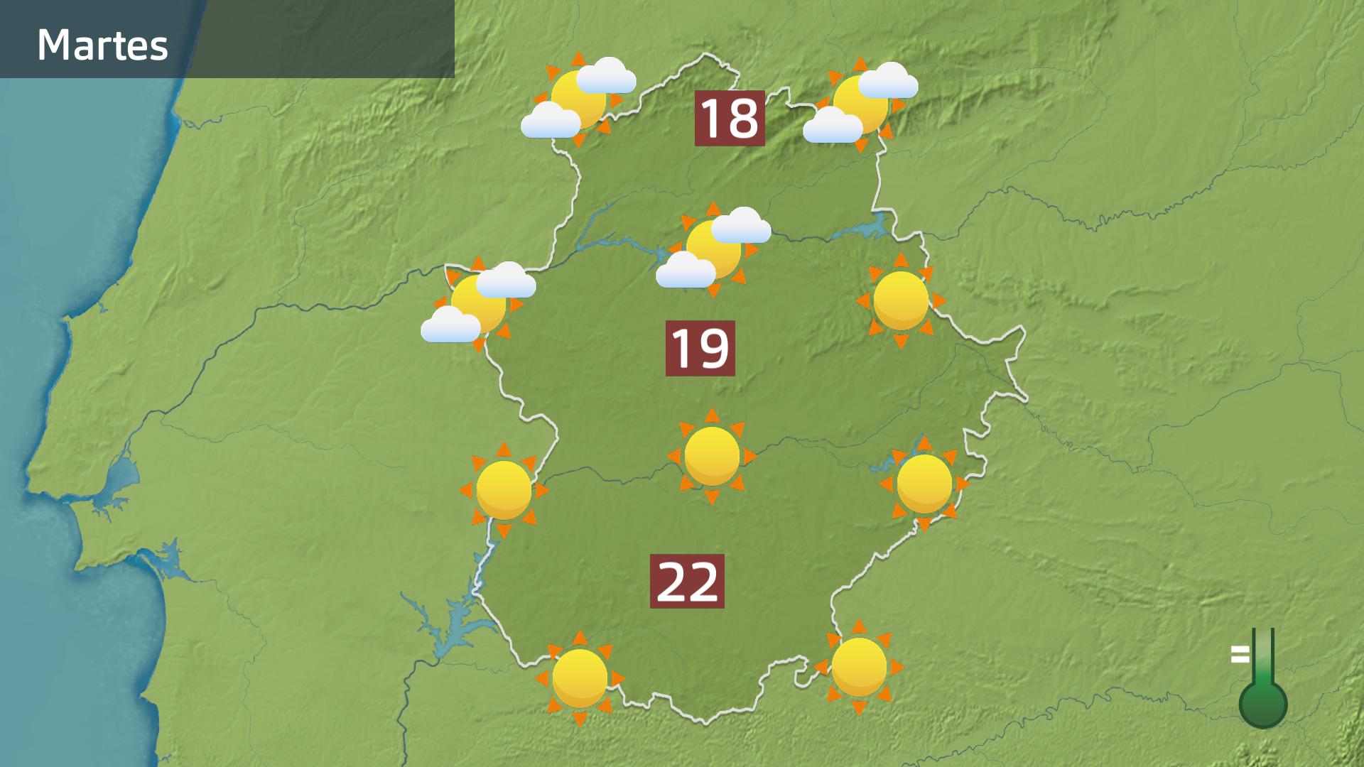 Mapa de previsión para hoy martes 20 de febrero