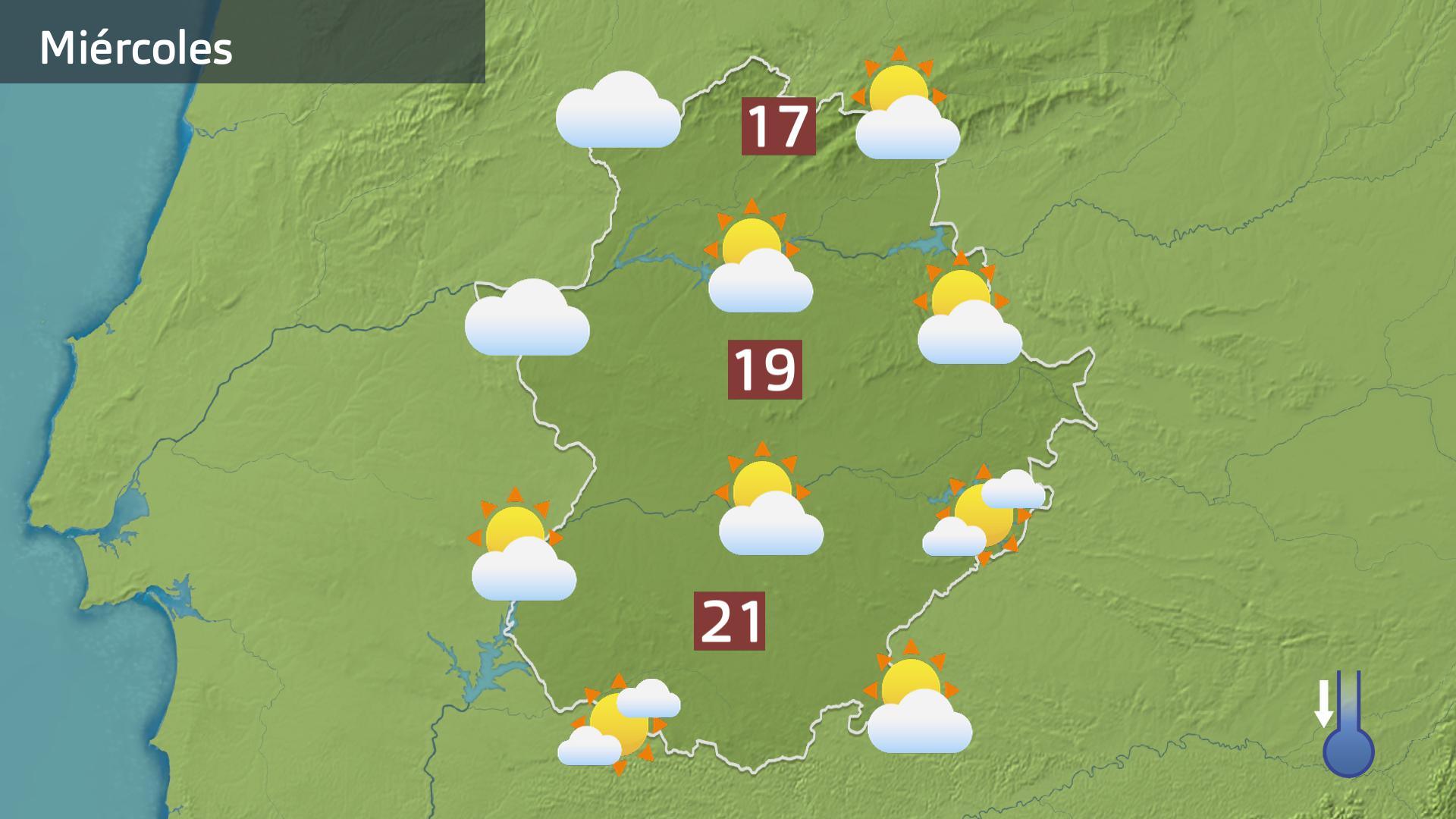 Mapa de previsión para hoy miércoles 21 de febrero