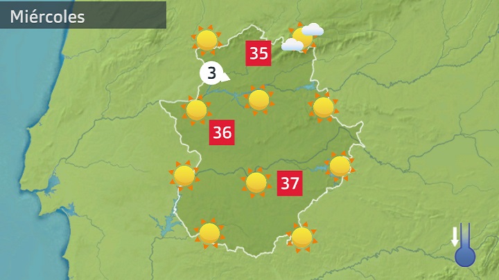 Mapa de previsión para hoy miércoles 27 de julio