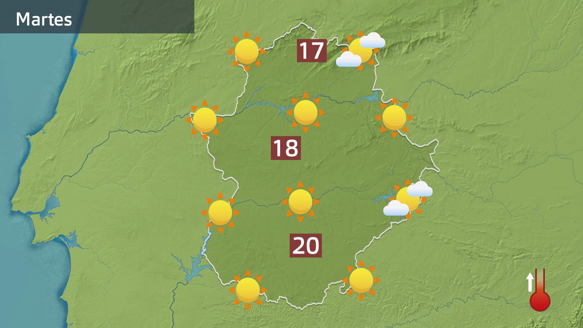 Mapa de previsión para hoy martes 9 de abril