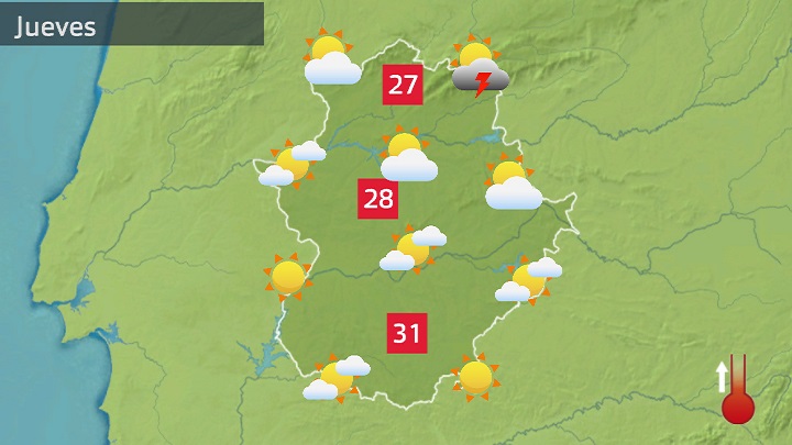 Mapa de previsión para hoy jueves 25 de mayo