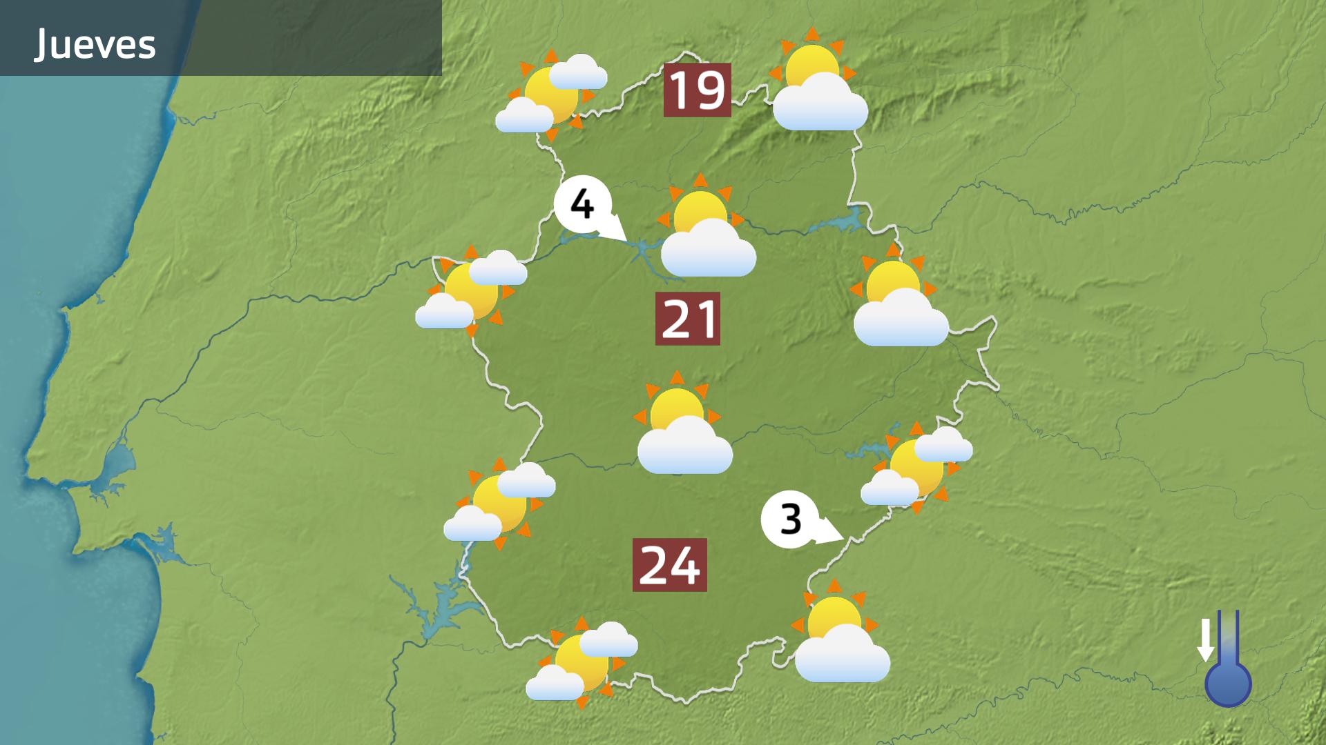 Mapa de previsión para hoy jueves 25 de abril