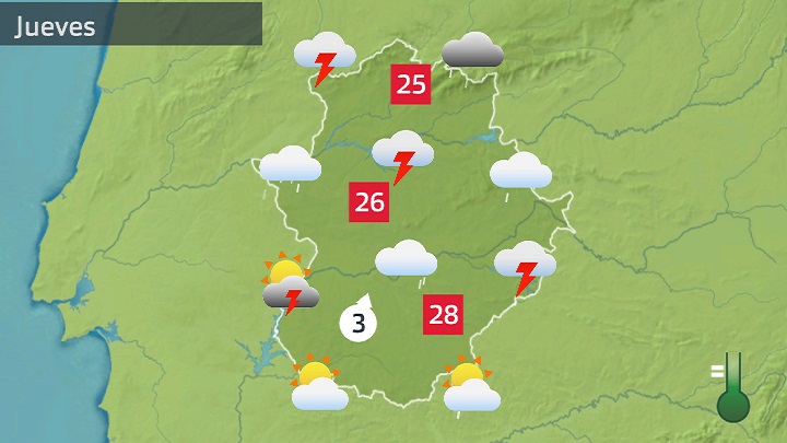 Mapa de previsión para hoy jueves 8 de junio