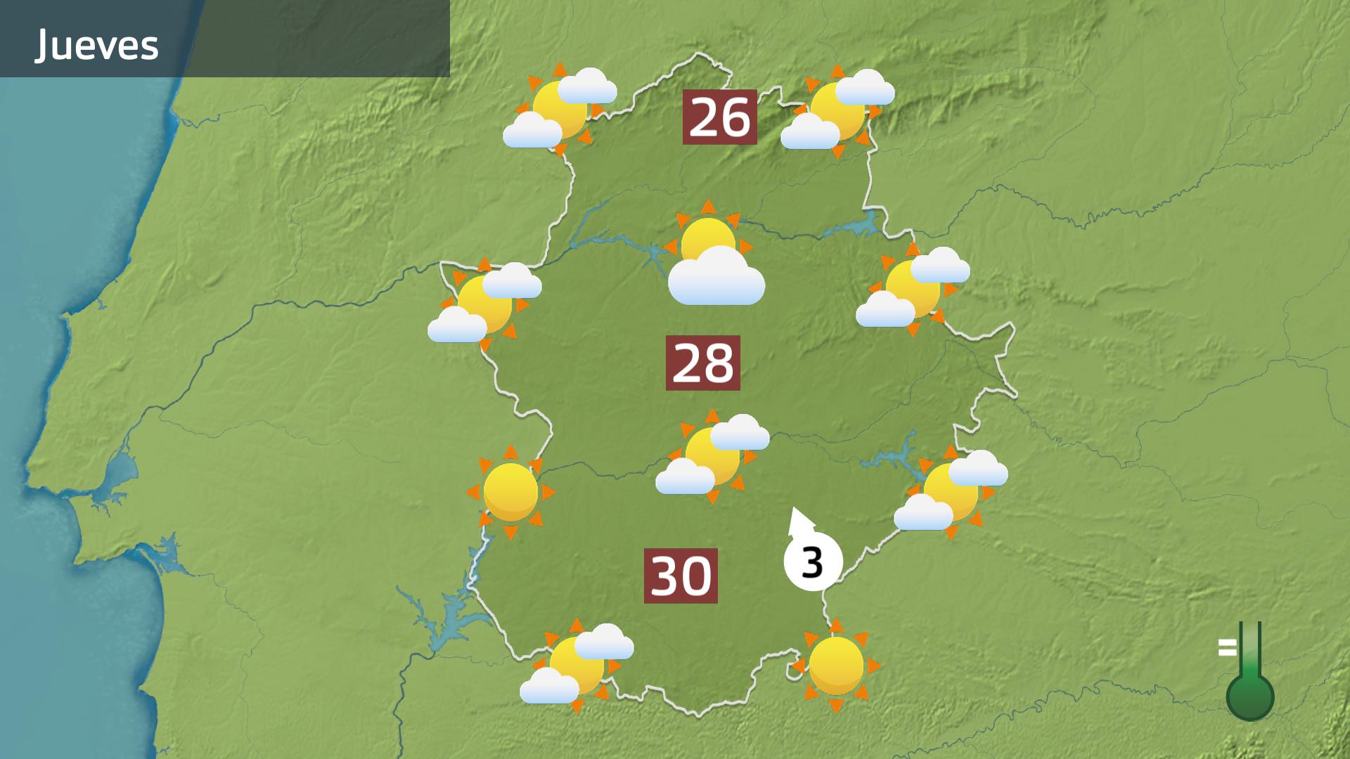 Mapa de previsión para hoy jueves 9 de mayo