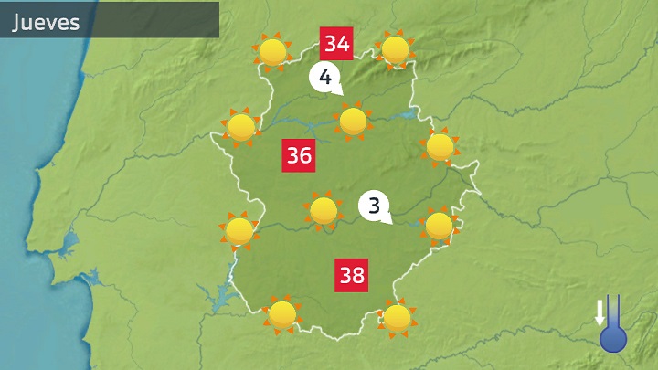 Mapa de previsión para hoy jueves 29 de junio