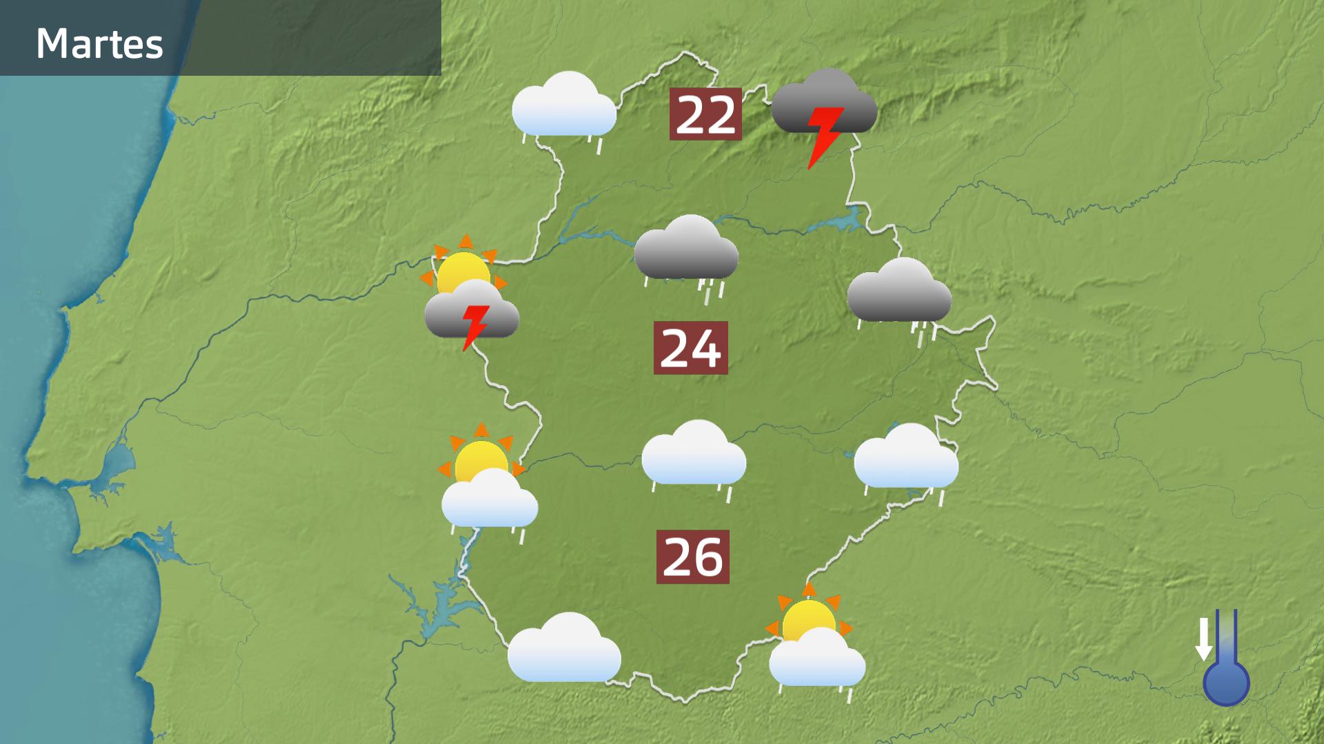 Mapa de previsión para hoy martes 18 de junio