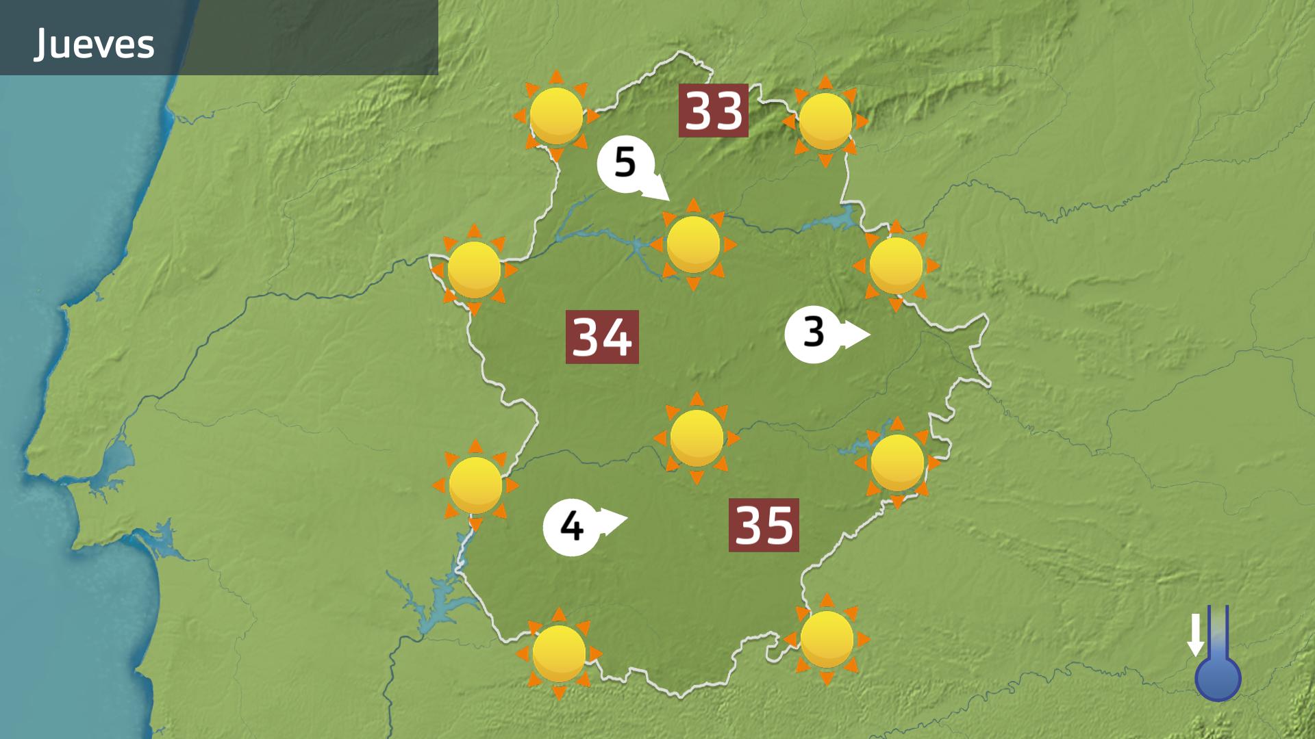 Mapa de previsión para hoy jueves 20 de julio