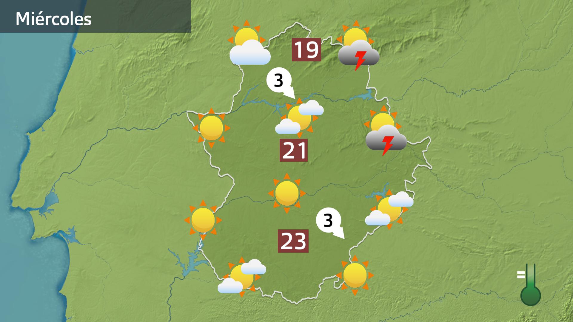 Mapa de previsión para hoy miércoles 14 de mayo