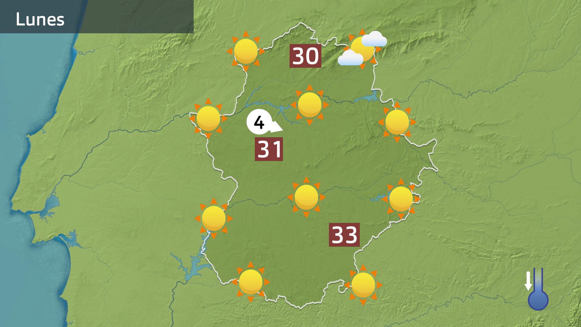 Mapa de previsión para hoy lunes 24 de julio